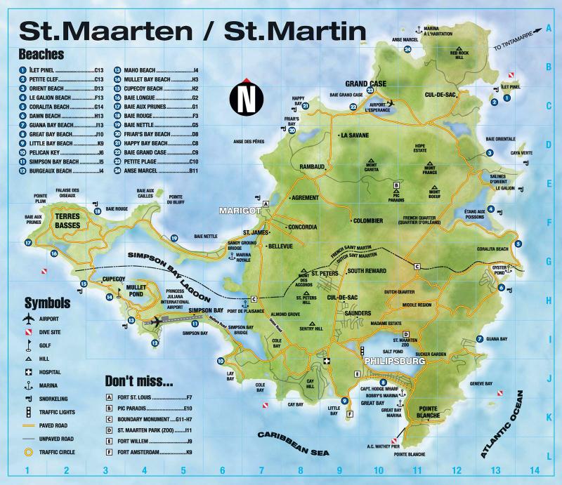 Large detailed road map of st maarten